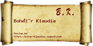 Bohár Klaudia névjegykártya