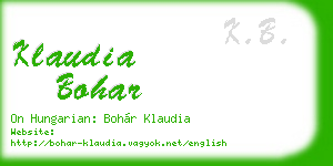 klaudia bohar business card