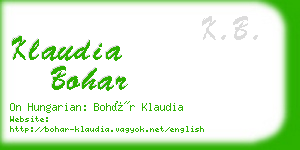 klaudia bohar business card